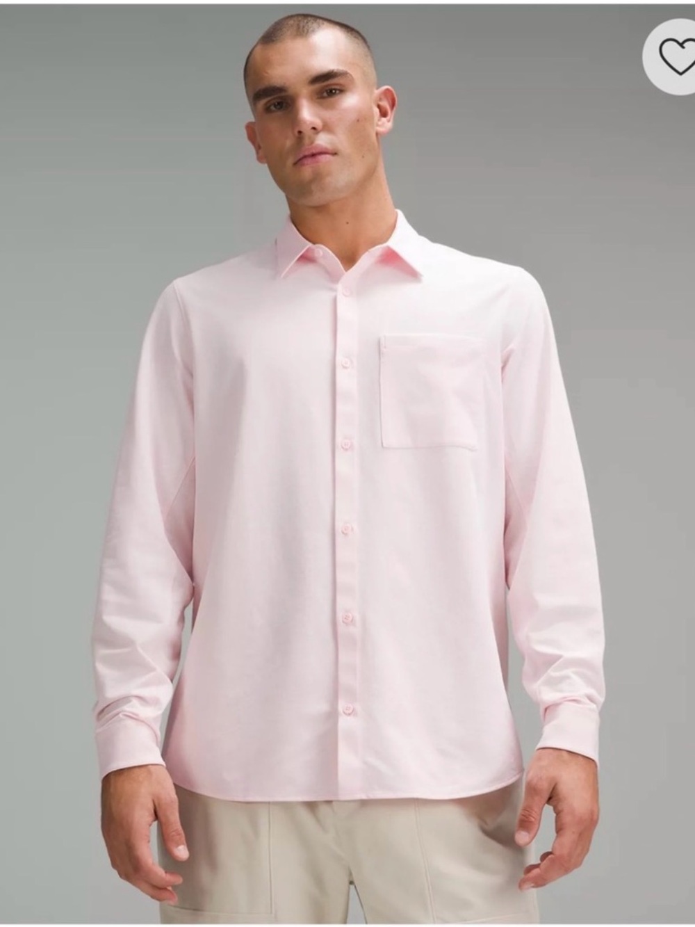 Lululemon Commission Long Sleeve Shirt *Pocket Strawberry Milkshake/White